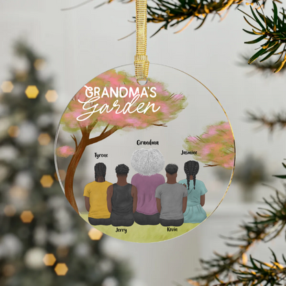 Grandma's Garden in Full Bloom with Grandkids Acrylic Ornament (PERSONALIZED)