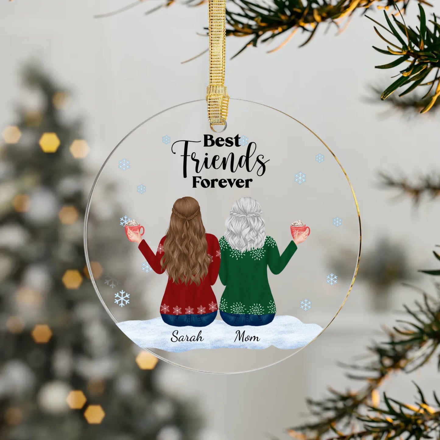 Mother + Daughter Best Friends Acrylic Ornament (PERSONALIZED)